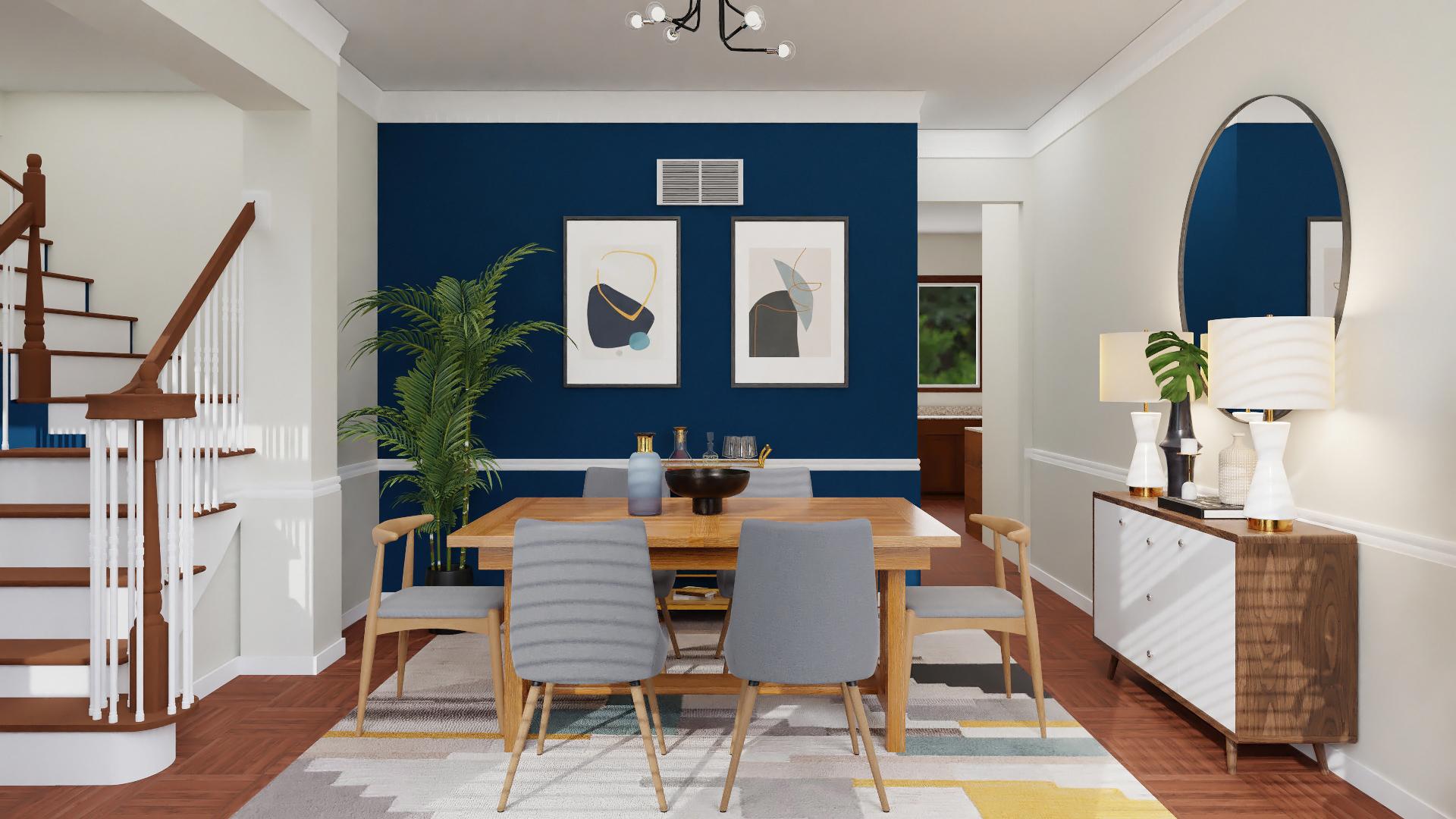 Navy Blues & Grays: A Mid-Century Modern Dining Room