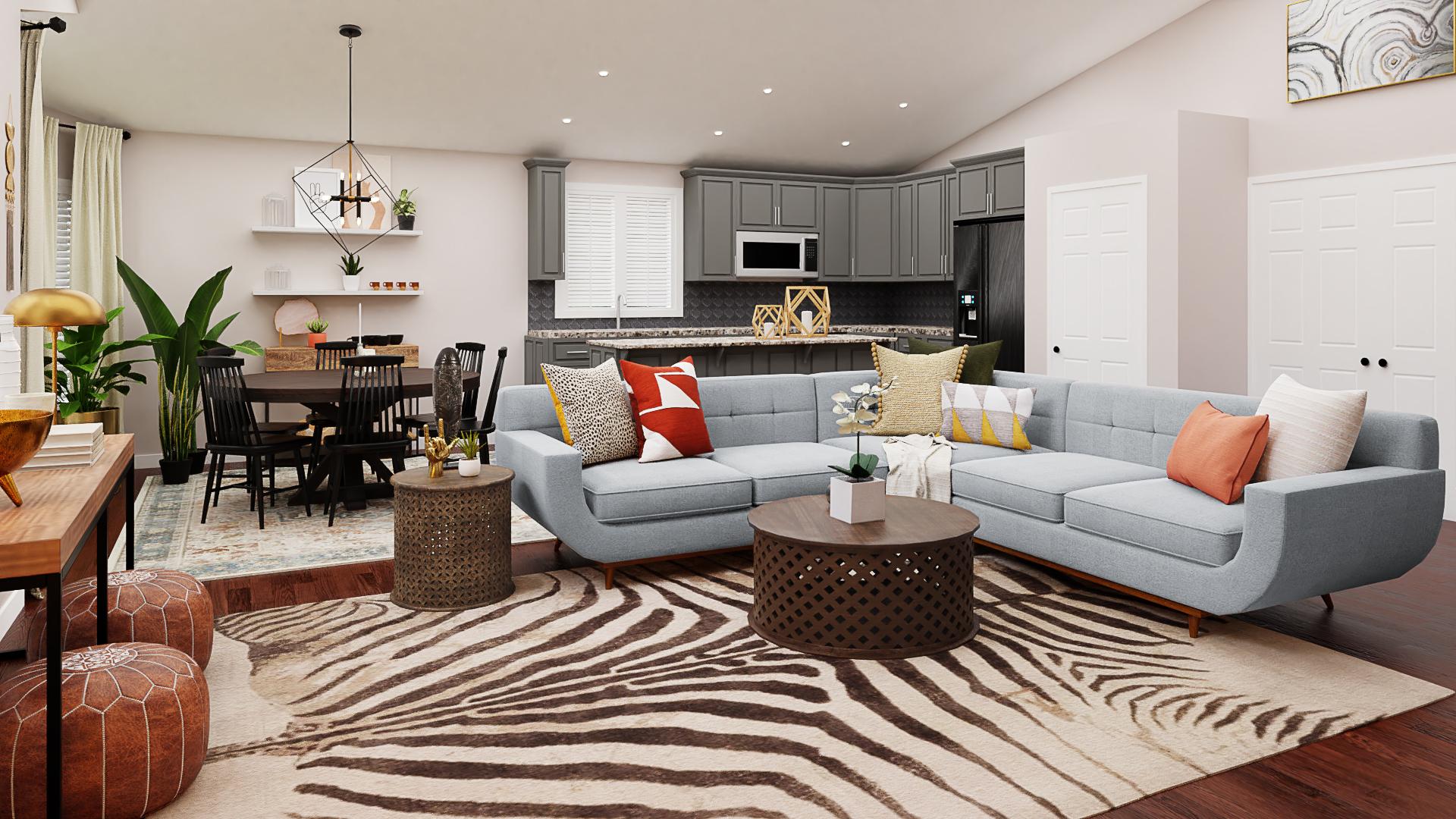 A Bewitching Mid-Century Eclectic Living & Dining Room