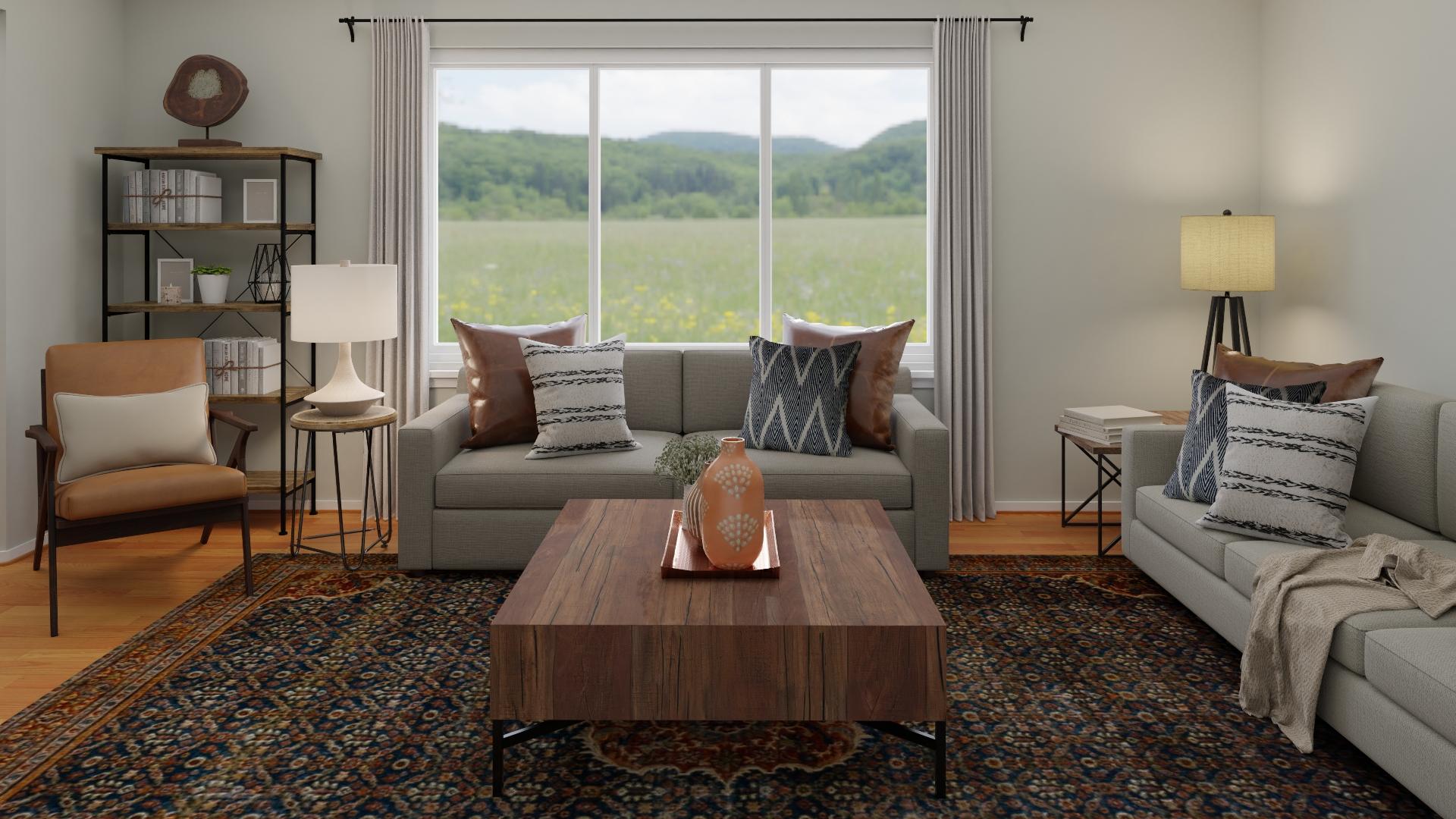 Vintage Rug & Vintage Art: A Modern Rustic Living Room