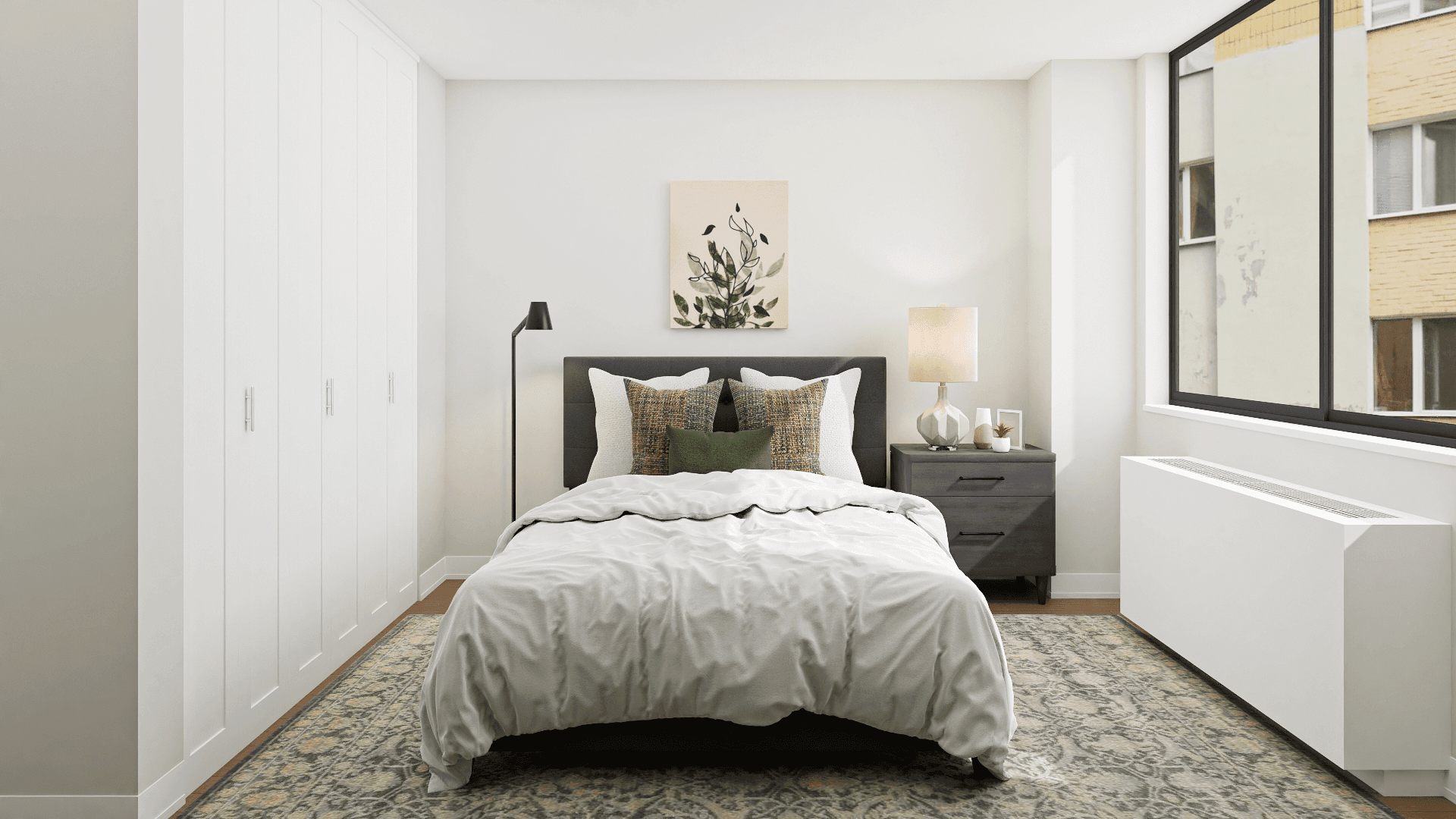 Urban Mid-Century Bedroom With A Home Office