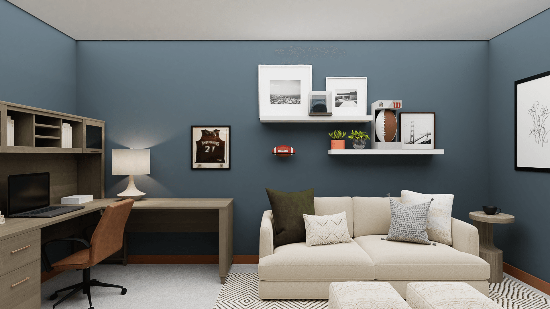 A Warm Brown Transitional Home Office 