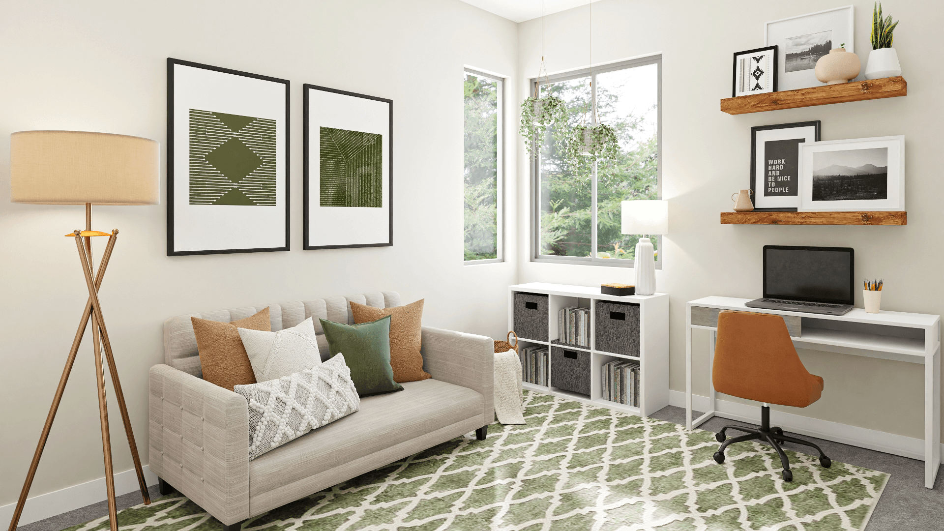 Earthy & Elegant: A Transitional Home Office