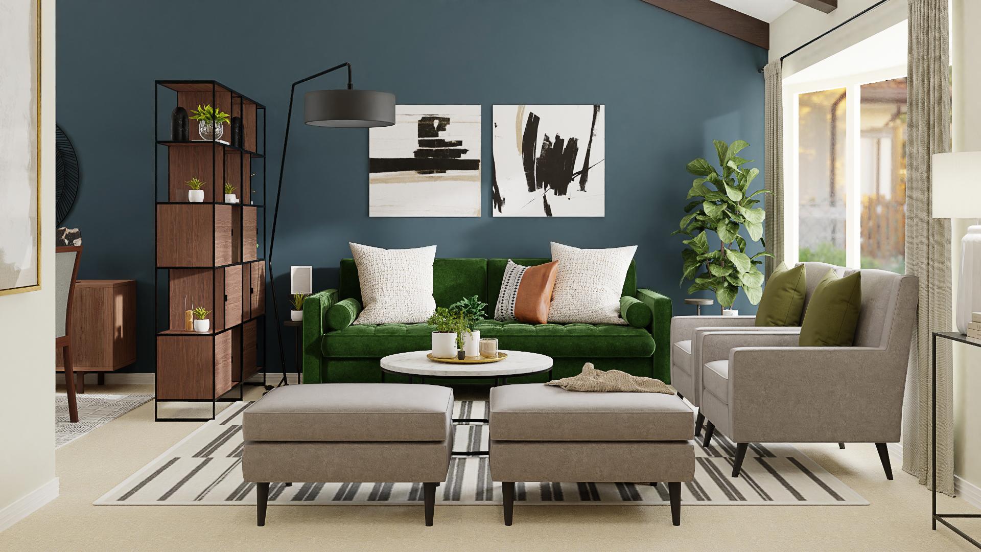 Grass Green Essence: An Industrial Living-Dining Room  