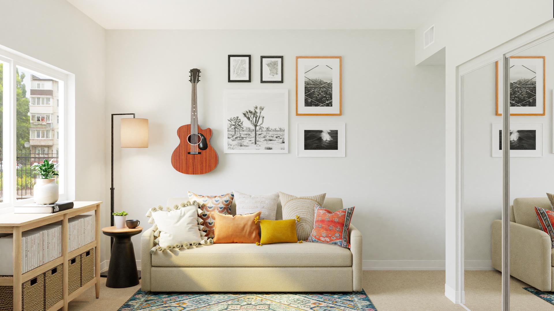 Mid-Century Home Office Bursting In Eclectic Colors