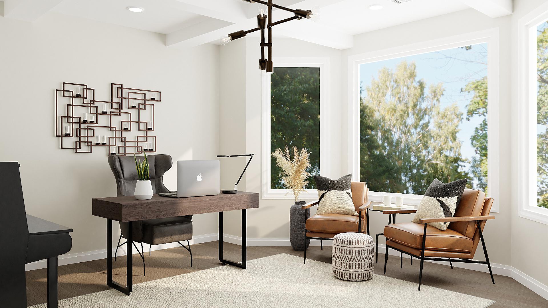An Industrial Home Office With Perfect Lounge Space 