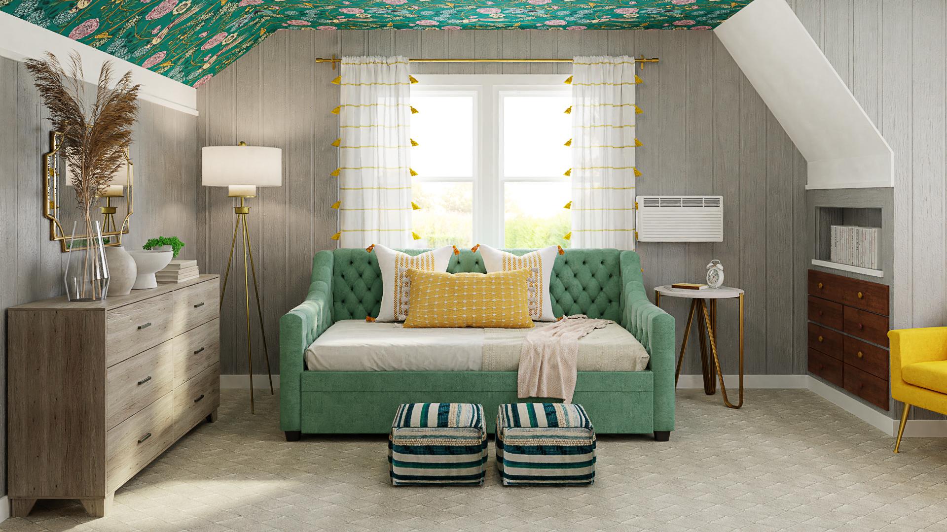 Floral Ceiling: An Eclectic Home Office