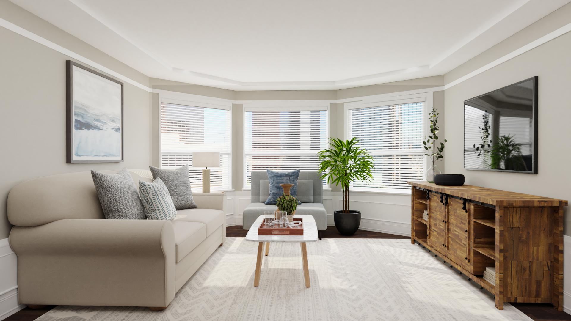 A Woody Coastal Living-Dining Room