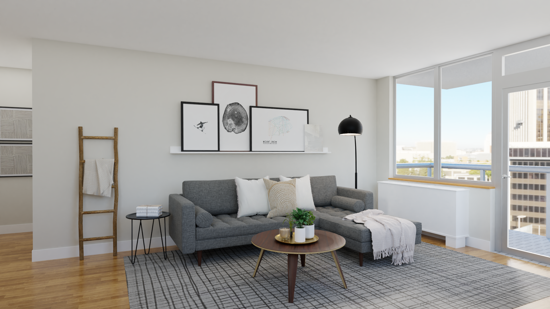 A Mid-Century Living-Dining Room With A Rustic Touch