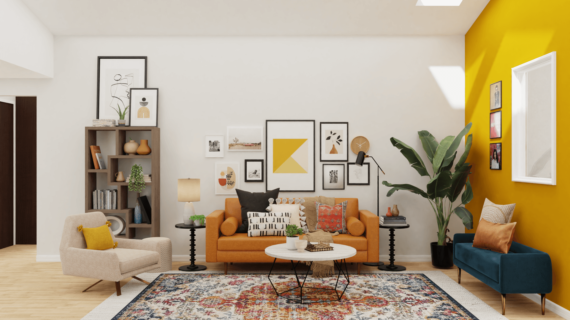 The Yellow Wall: An Eclectic Living-Dining Room