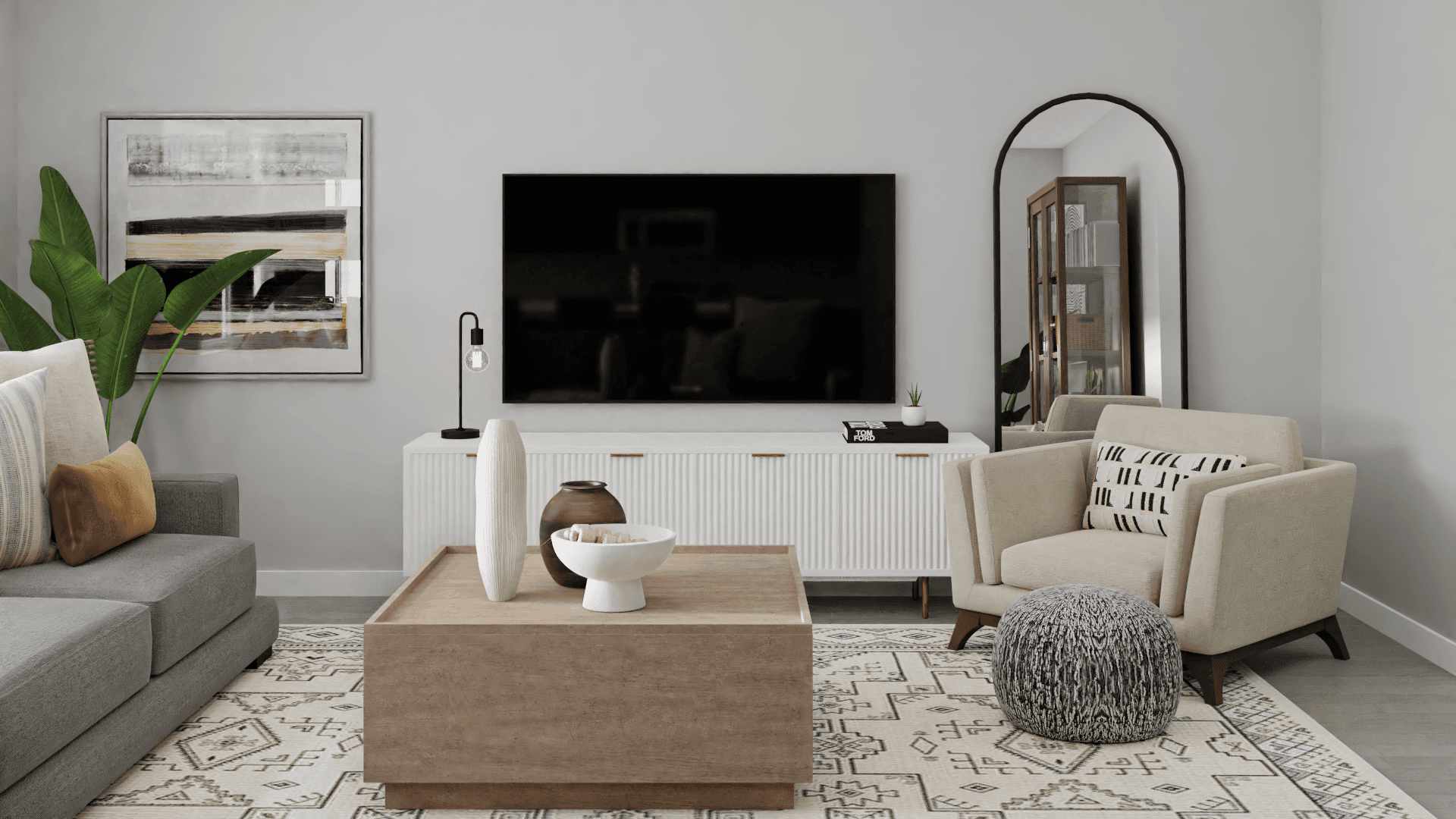 Oversized Sectional In a Modern Industrial Living/Dining Room