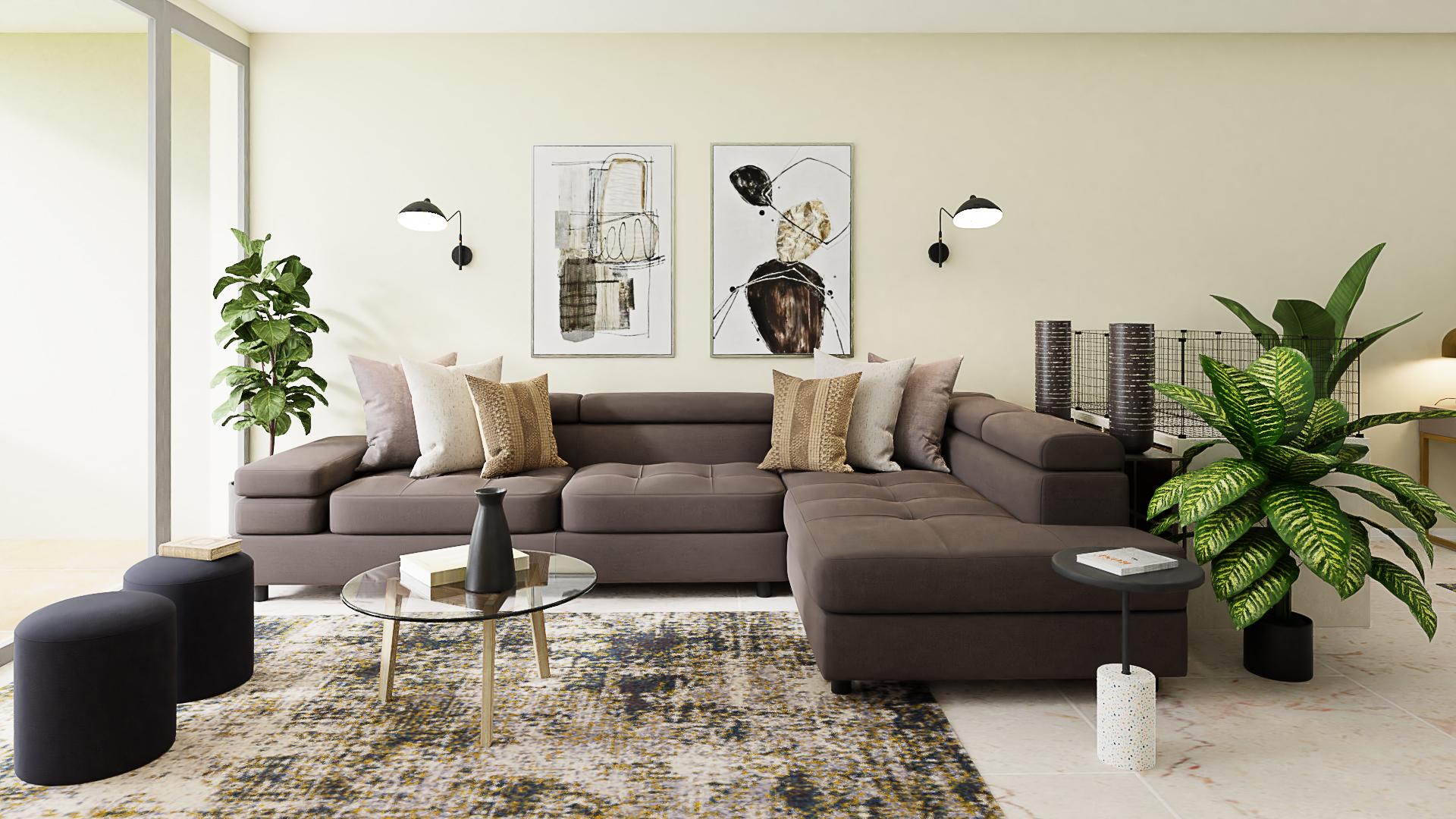 A Cool Black Colored Industrial Living-Dining Room