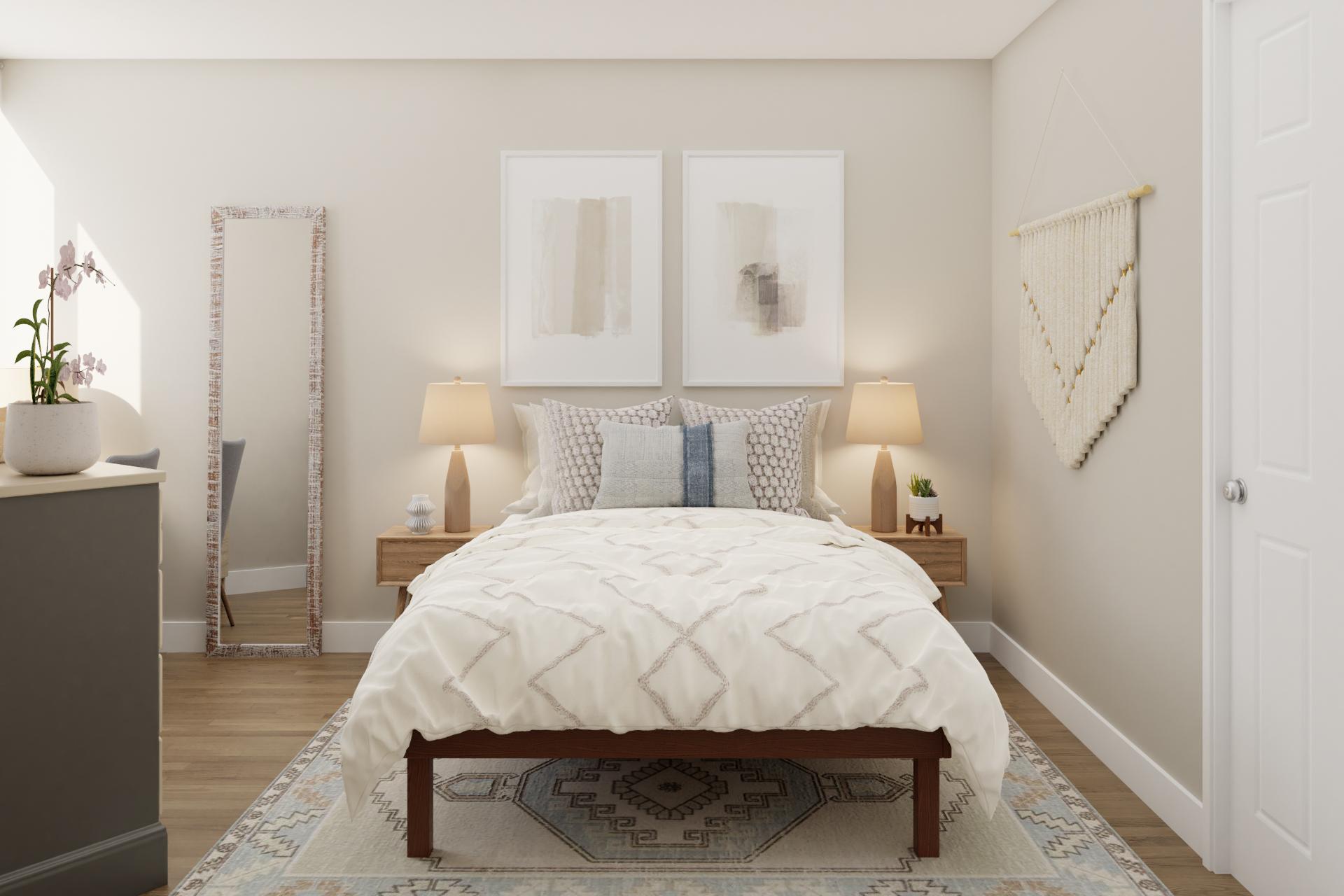 Mid-Century Bedroom With Hints Of Boho Love