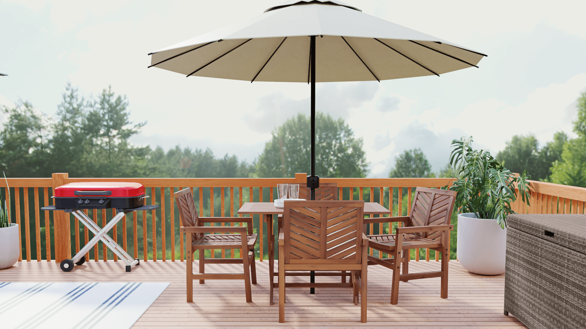 Bask Under Umbrellas In A Coastal Patio