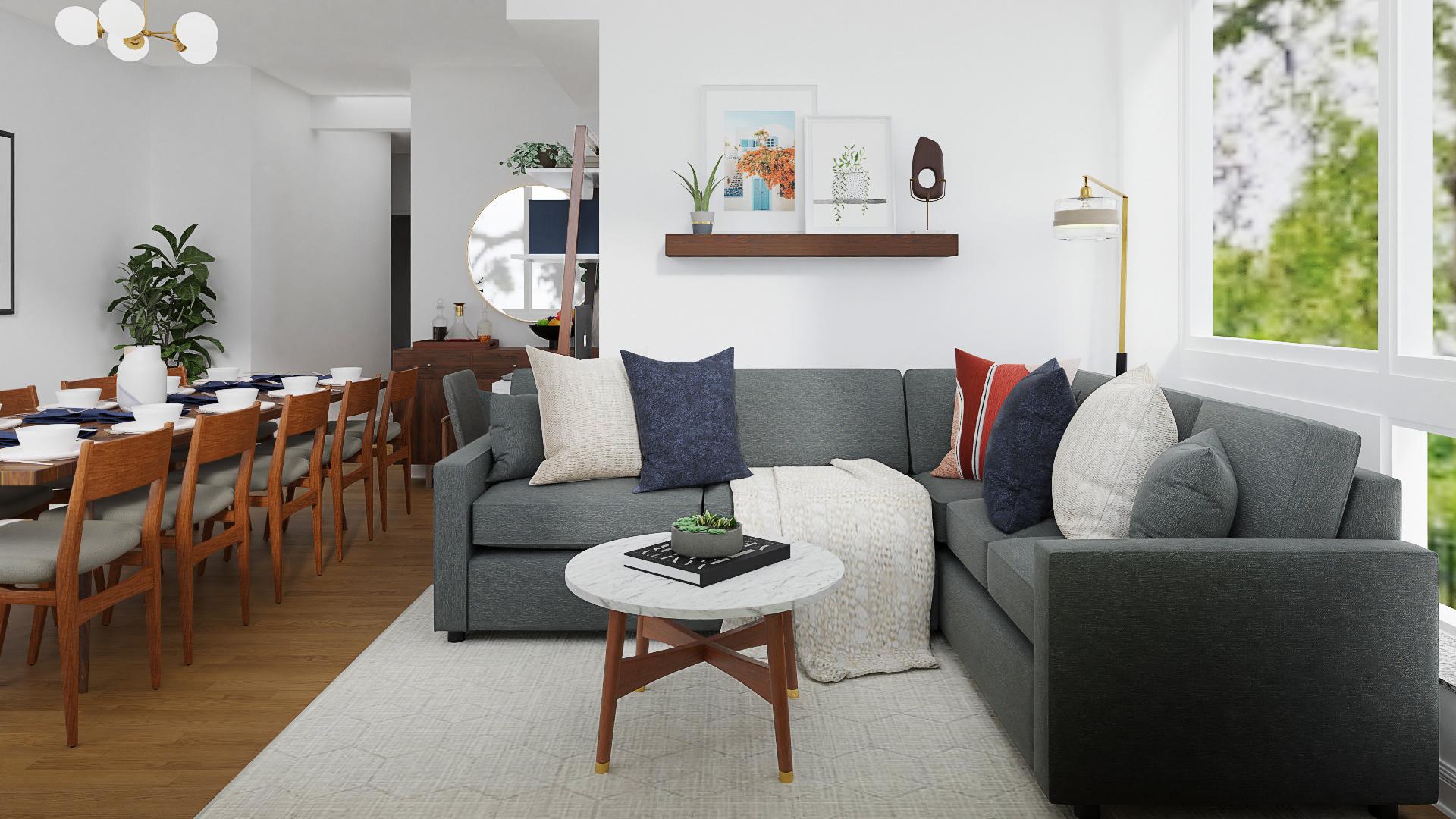 A Mid-Century Living-Dining Room For A Large Family To Gather