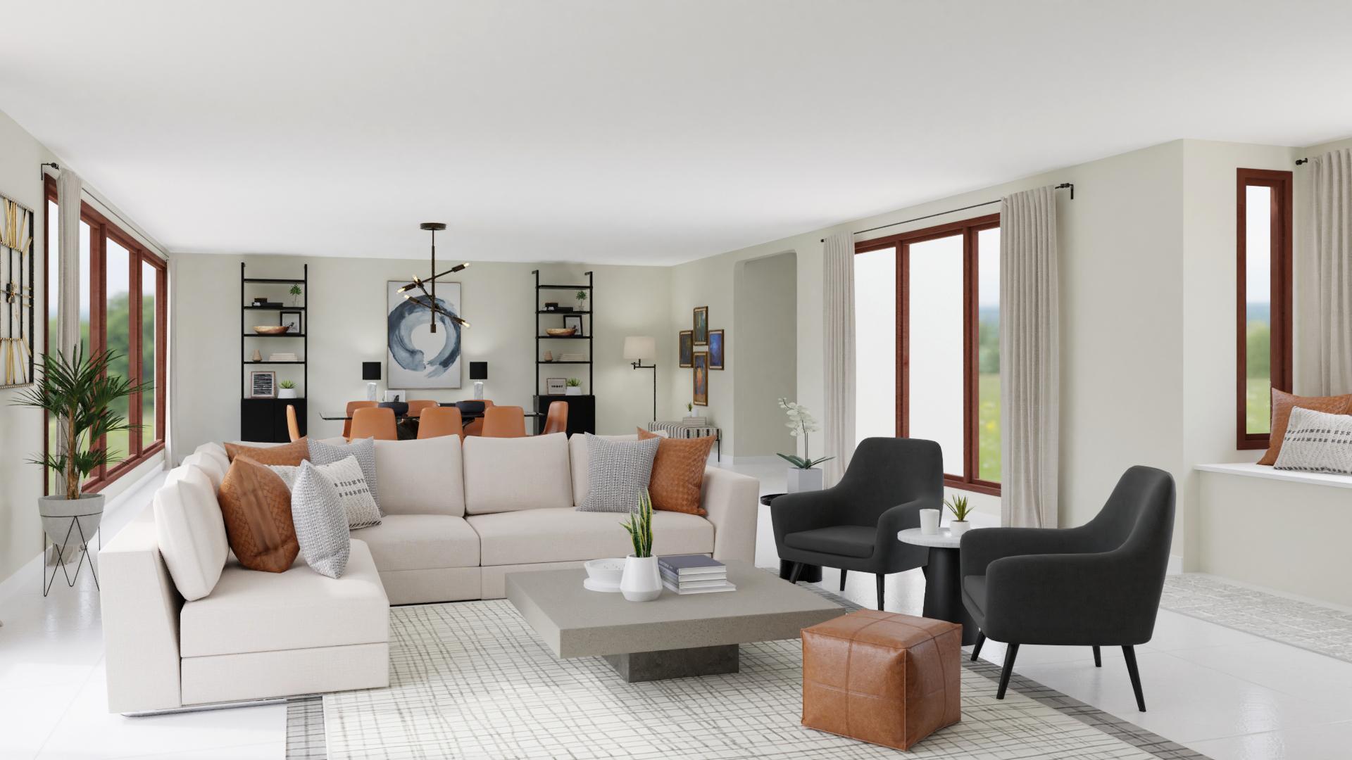 Industrial & Contemporary: A Living-Dining Room