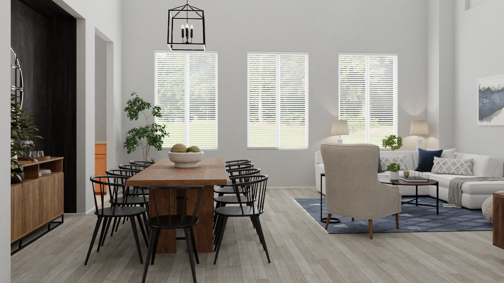 A Mid-Century Living-Dining Room For Family To Gather