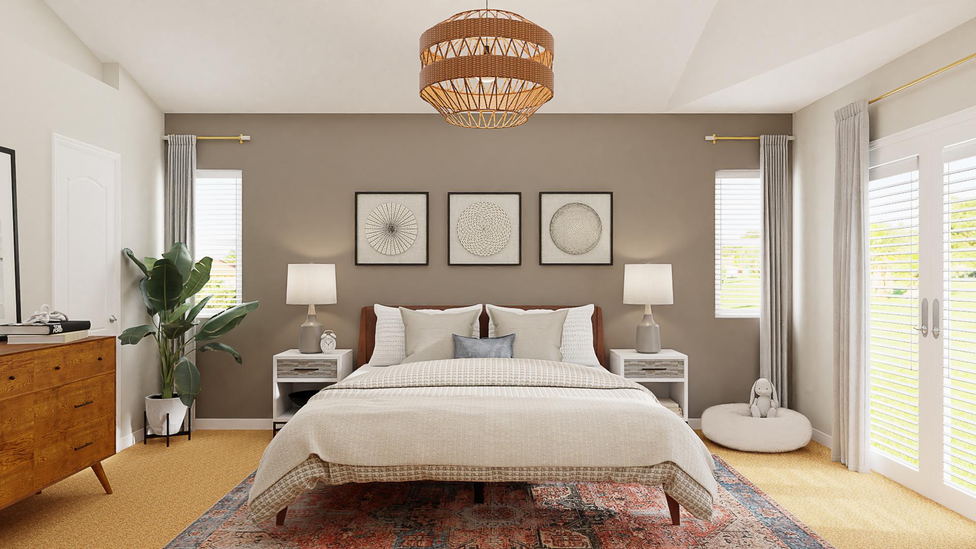 A Mid-Century, Rustic & Modern Bedroom
