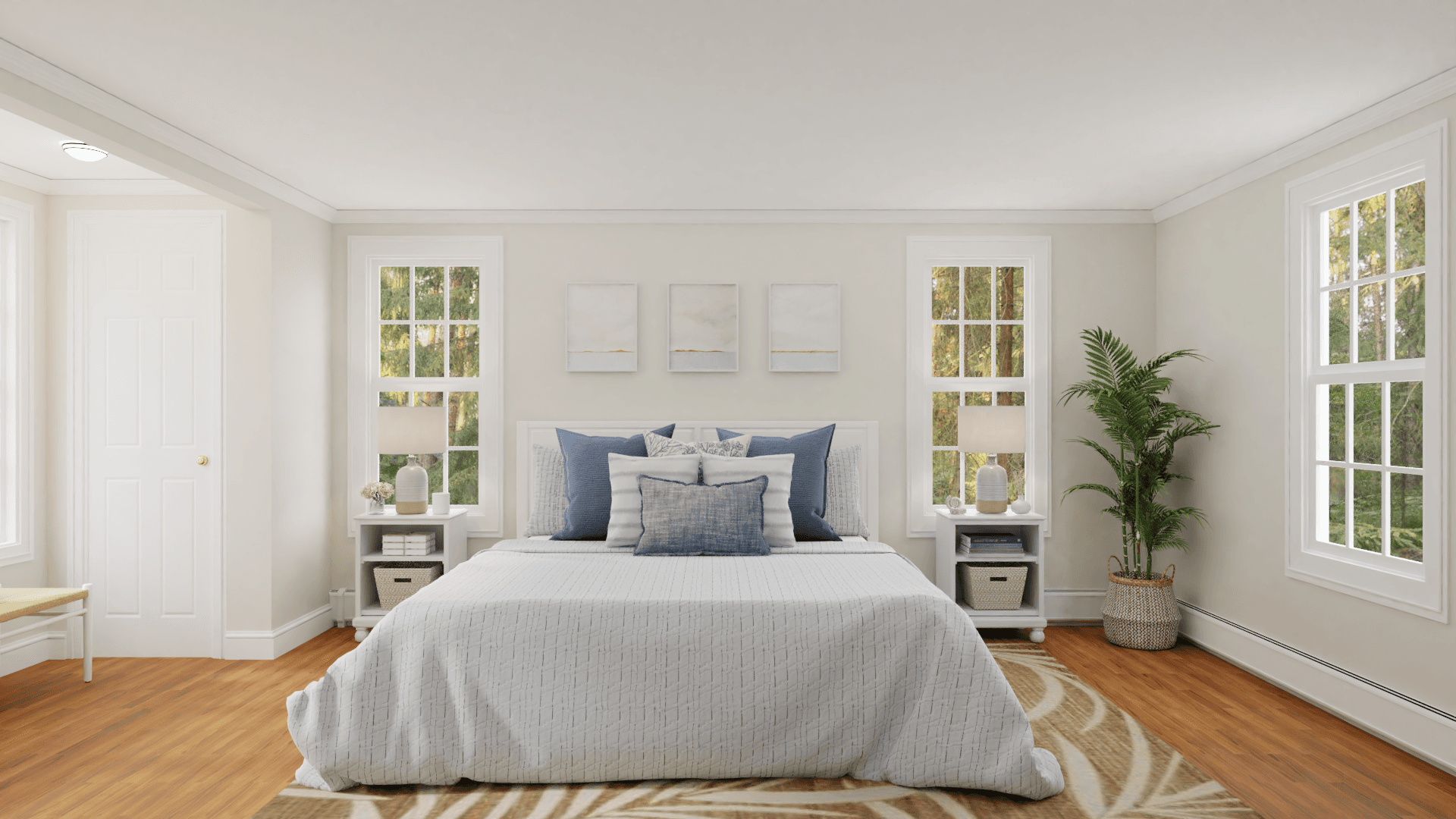A Transitional Coastal Bedroom In Happy Colors