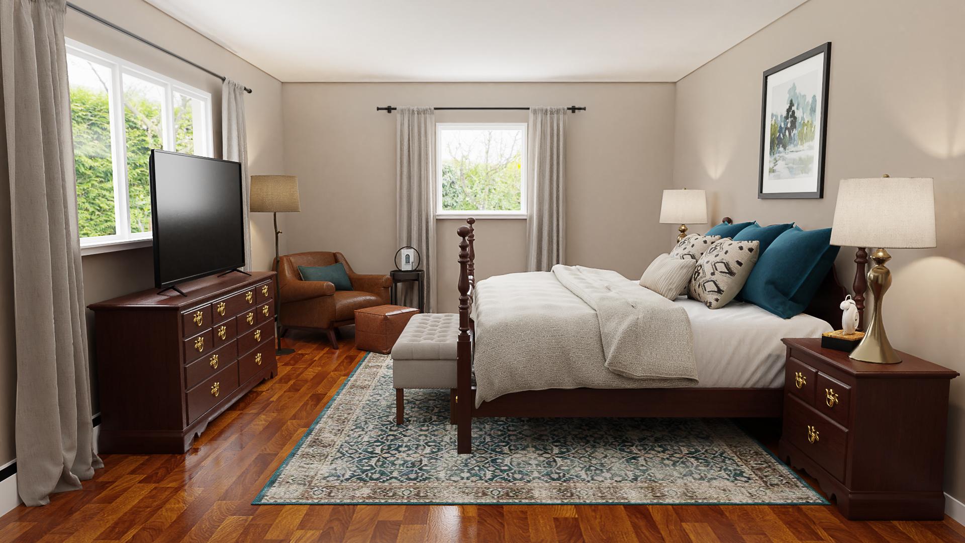 A Traditional Bedroom Bursting With Leather Accents