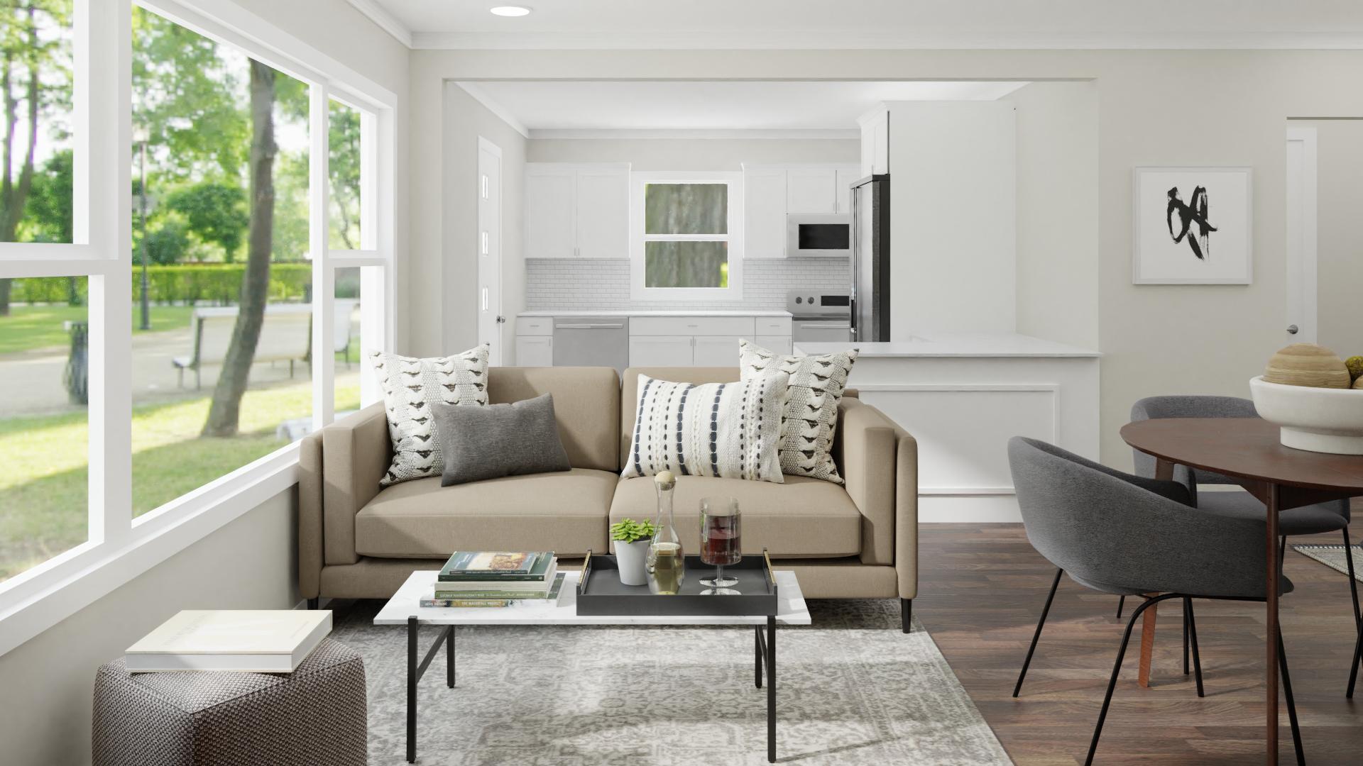A Mid-Century Modern Living-Dining Room Designed For Coziness