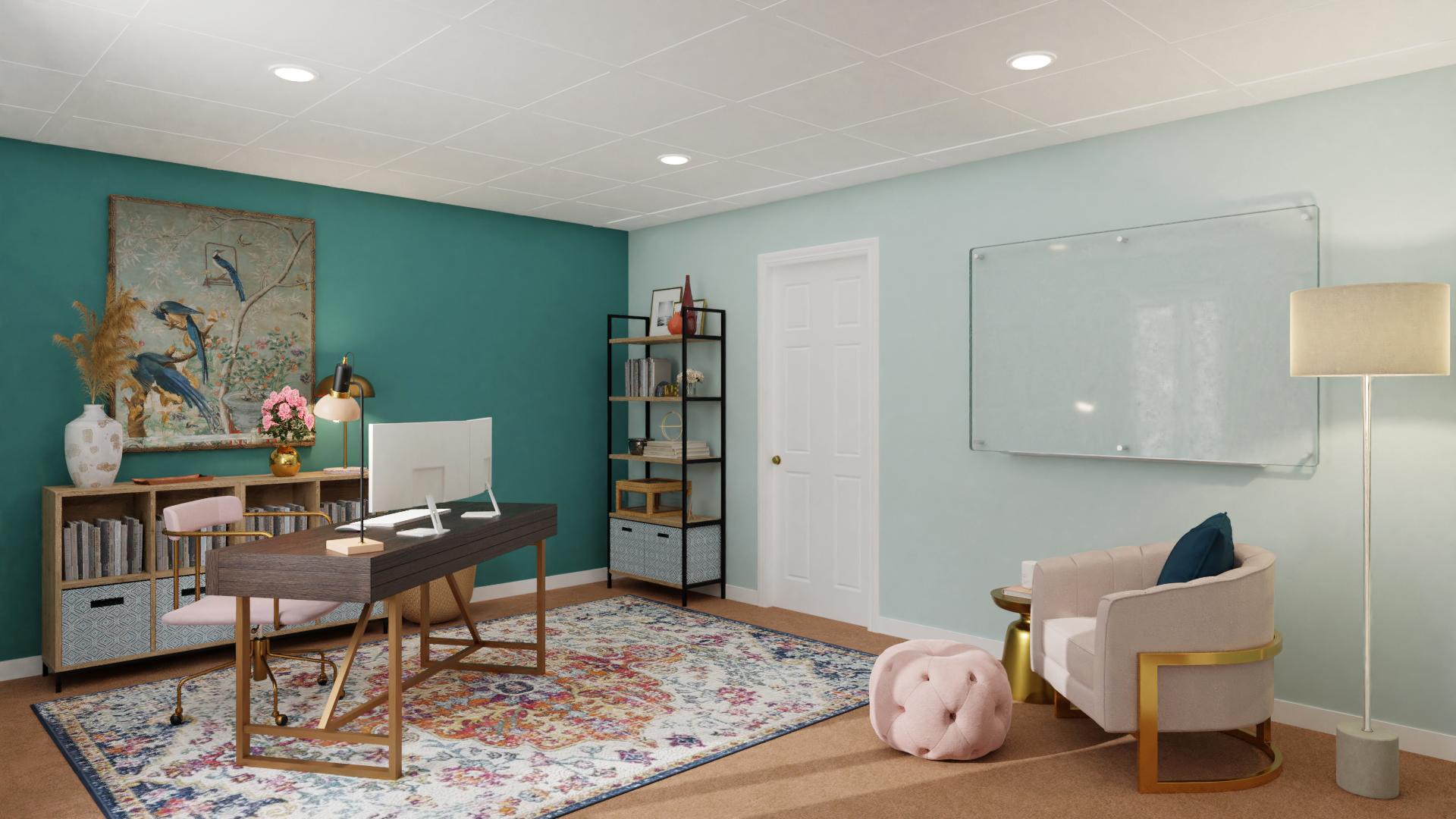 A Mint-Green Glam Home Office