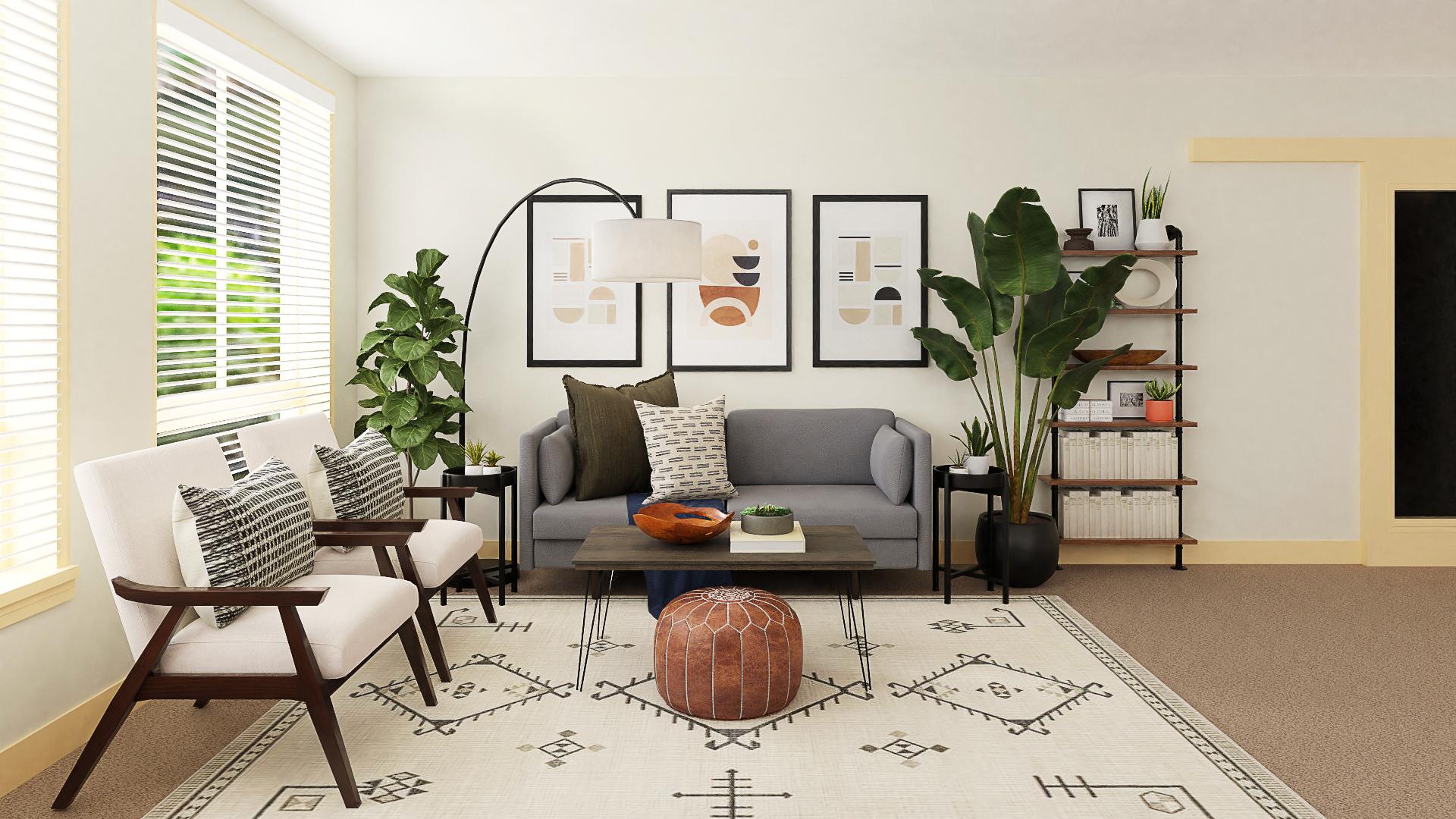 A Friendly & Vibrant Boho Living-Dining Room