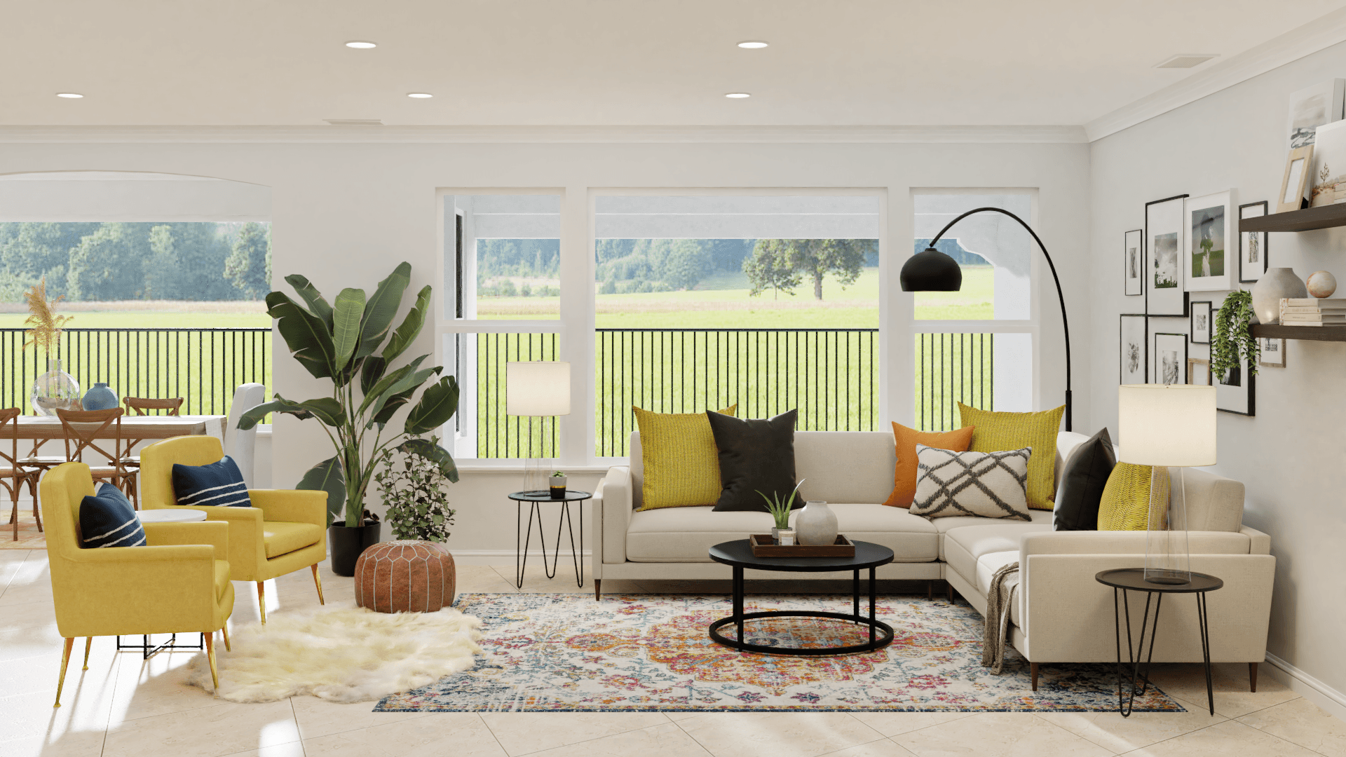 A Flamboyant Eclectic Living-Dining Room