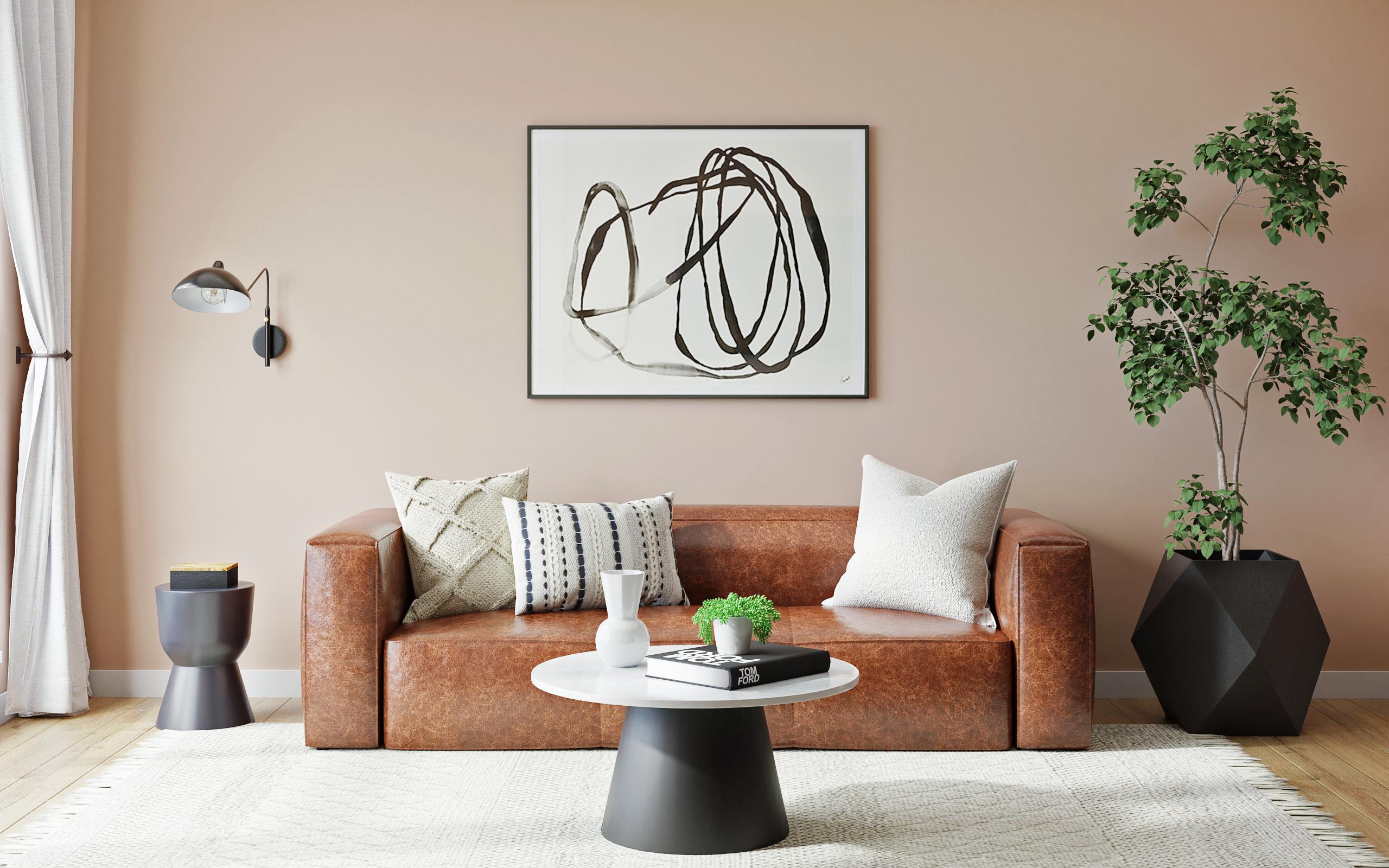 Cigar RawHide Sofa: An Industrial Modern Living Room 