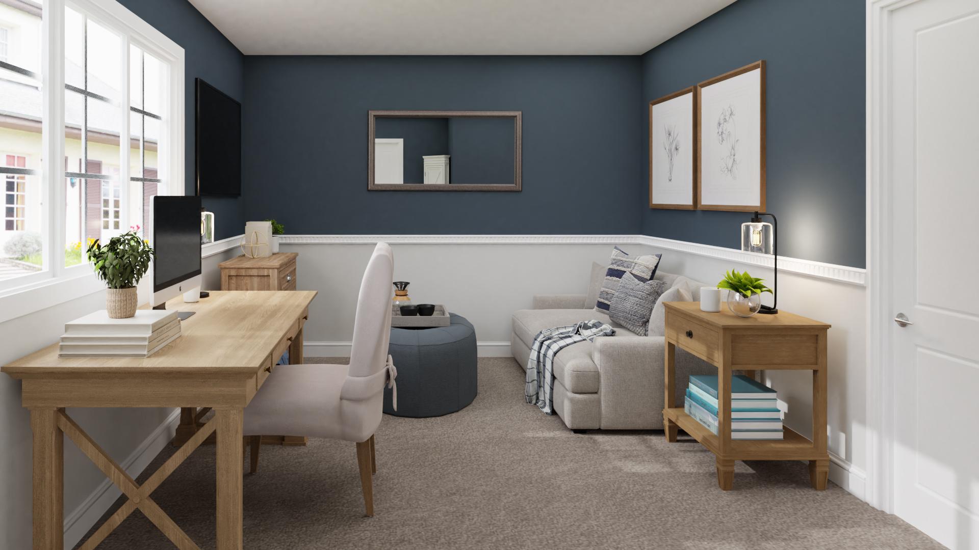 A Mid-Century Rustic Home Office & Guest Bedroom