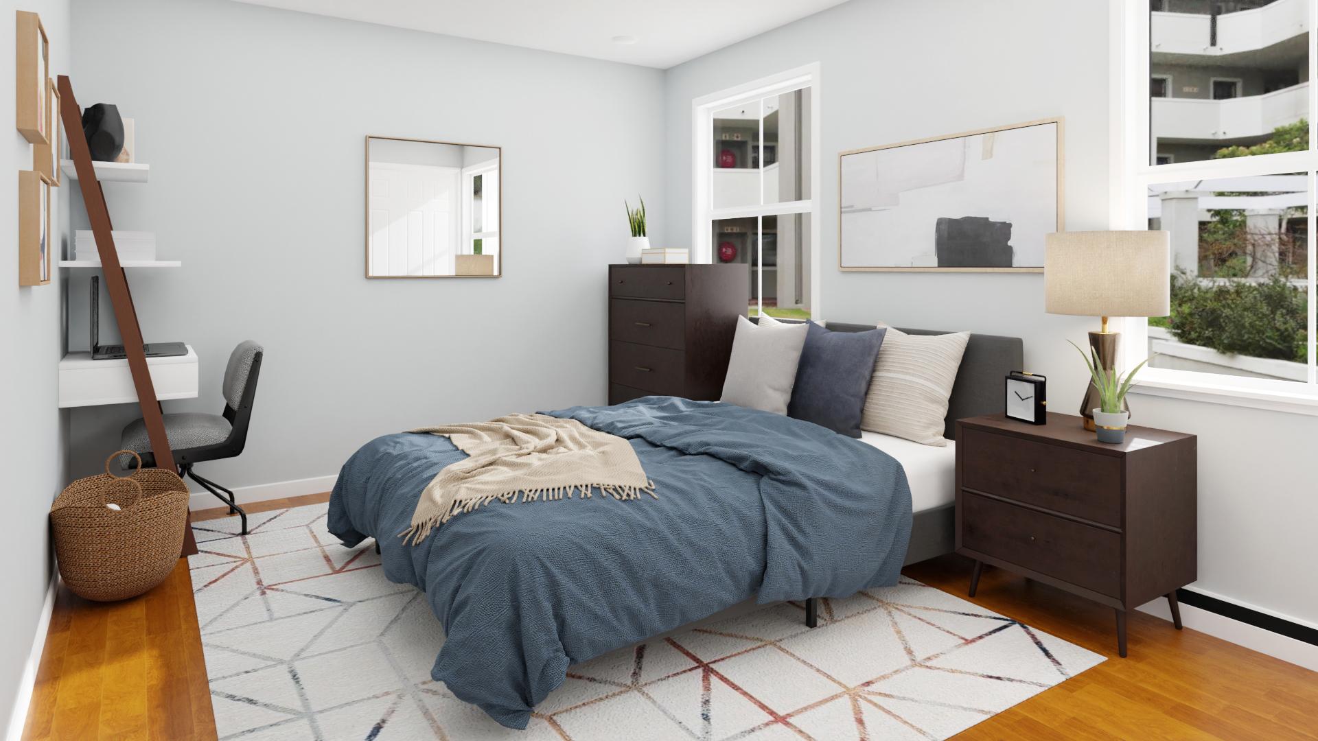 A Tasteful & Modish Transitional Bedroom